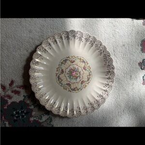 Vintage Floral Fine Porcelain plate (22k gold rim)